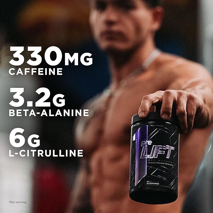 Rule 1 preLIFT Pre-Workout, 6g Citrulline, 3.2g Beta Alanine, 3 Caffeine Sources + 20 Others for Energy, Alertness, & Endurance (30 Servings, Blue Raspberry)