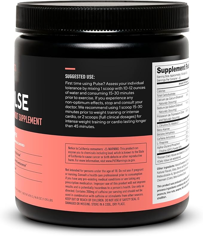 LEGION Pulse Pre Workout - All Natural Nitric Oxide Preworkout Drink to Boost Energy, Creatine Free, Naturally Sweetened, Beta Alanine, Citrulline, Alpha GPC (Green Apple)