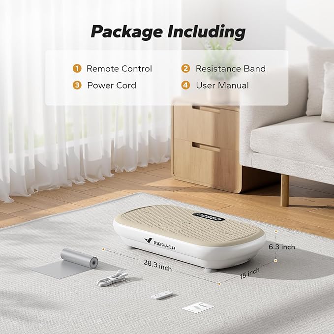 MERACH Vibration Plate Exercise Machine, Vibration Plate 440 Lbs Capacity, Bluetooth and Silicone Pedal, Stimulate Deep Fat, Vibration Plate for Lymphatic Drainage, Vibrating for Weight Loss