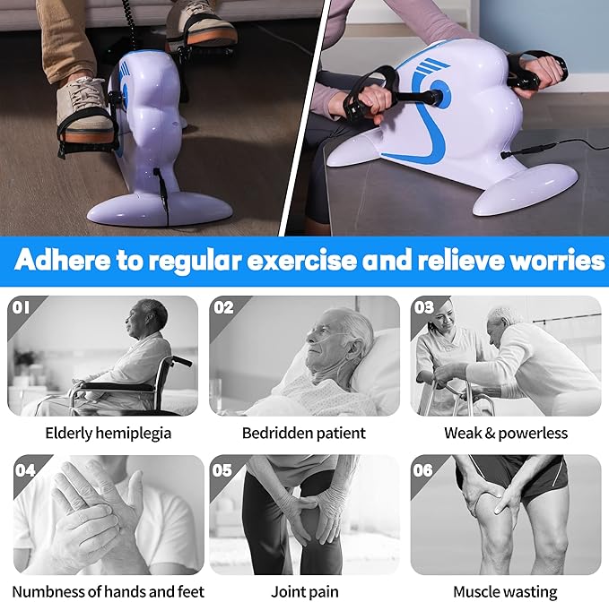 Motorized Pedal Exerciser, Electric Pedal Exerciser for Arm and Leg Low Impact Exercise Rehabilitation, No Resistance, Suitable for Seated Leg Exercise and Arm Exercise for Elderly People