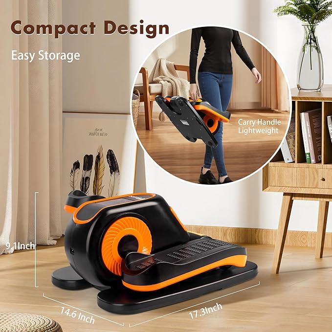 Under Desk Elliptical Machine, Electric Elliptical Seated Pedal Exerciser for Seniors w/Remote & 12 Speeds Level, Manual & Auto Mode, Noiseless Ellipse Leg Exerciser as Seen on Tv
