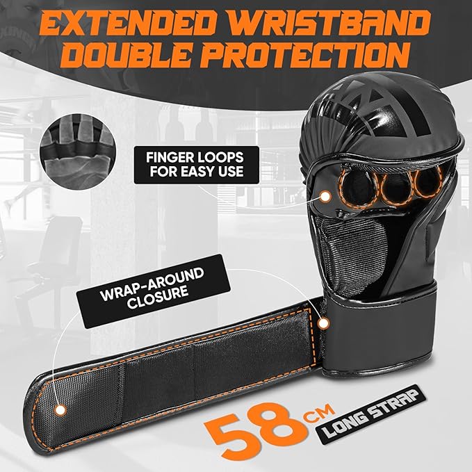 MMA Gloves Open Palm Sparring & Grappling Mitts,Martial Arts for Men & Women,Combat Sports,MMA, Boxing, Muay Thai, Kickboxing