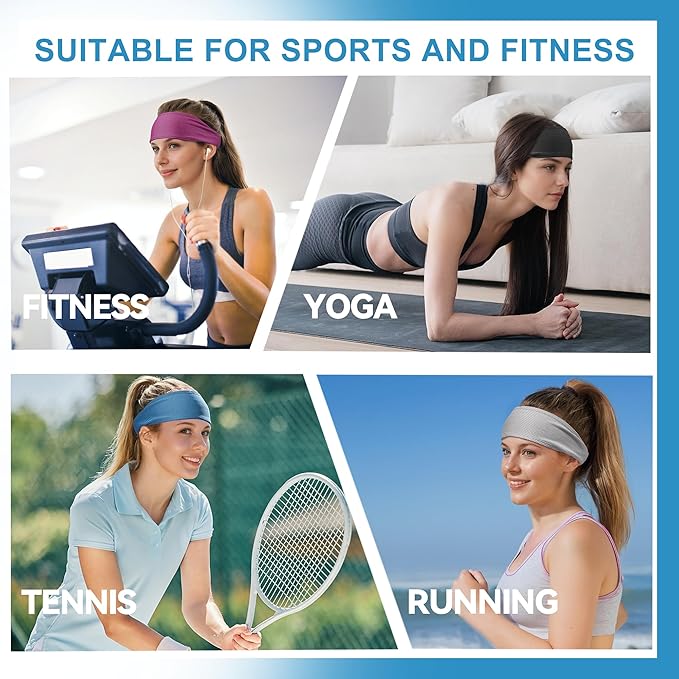 Sukeen Cooling Headbands for Women, Instant Cooling, Moisture Wicking Non-Slip Sweatbands for Women, Elastic Sweat Bands Headbands for Running Yoga Gym Athletic Sports Workouts