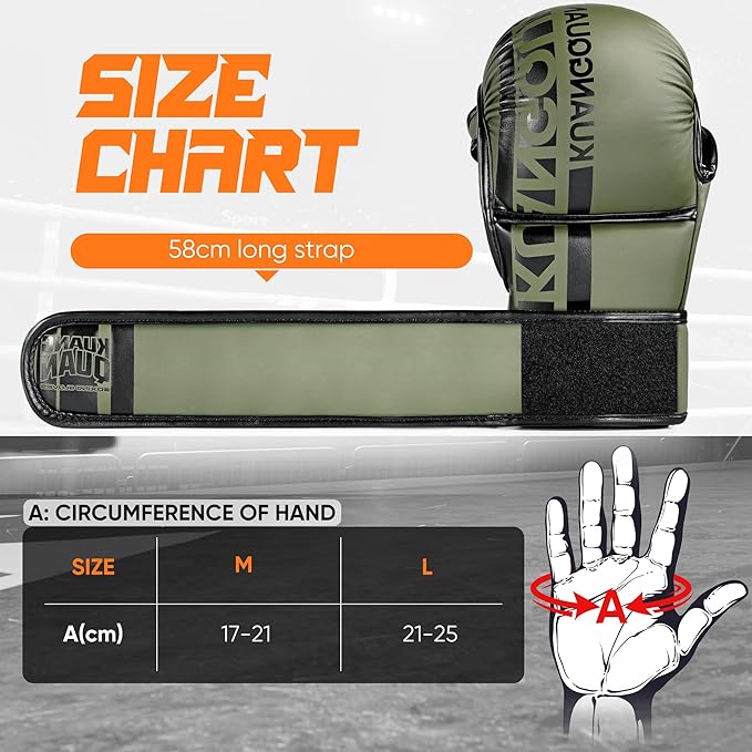 MMA Gloves Open Palm Sparring & Grappling Mitts,Martial Arts for Men & Women,Combat Sports,MMA, Boxing, Muay Thai, Kickboxing