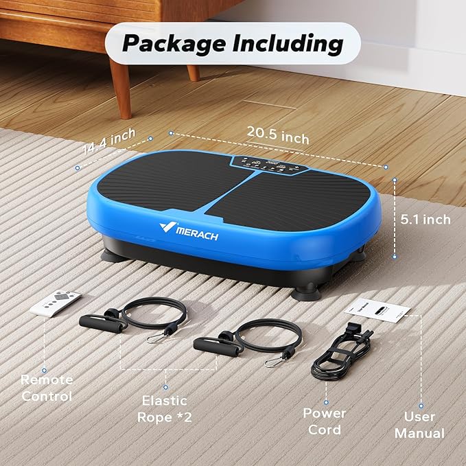MERACH Vibration Plate Exercise Machine, Vibrating Plate Exercise Machine for Women Men, 99 Speeds Vibration Plate with 2 Tension Ropes LED Display, Workout Equipment for Home