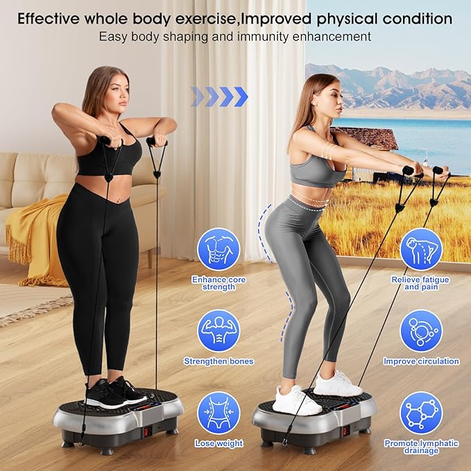 Vibration Plate Exercise Machine, 180 Speed Levels Vibration Plate for Lymphatic Drainage, Whole Body Workout Vibrating Fitness Platform, Effective for Weight Loss, Shaping, Toning & Wellness