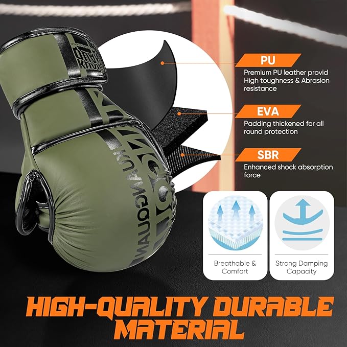 MMA Gloves Open Palm Sparring & Grappling Mitts,Martial Arts for Men & Women,Combat Sports,MMA, Boxing, Muay Thai, Kickboxing