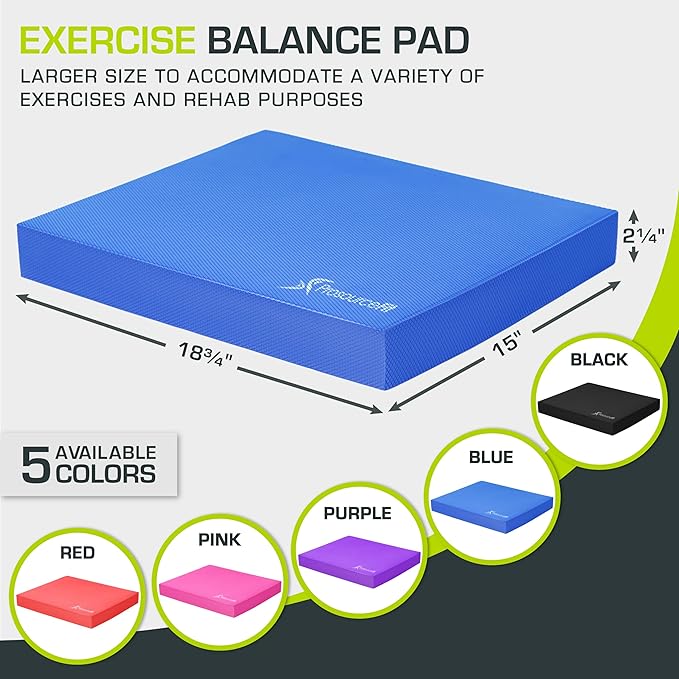 ProsourceFit Exercise Balance Pad – Cushioned Non-Slip Foam
