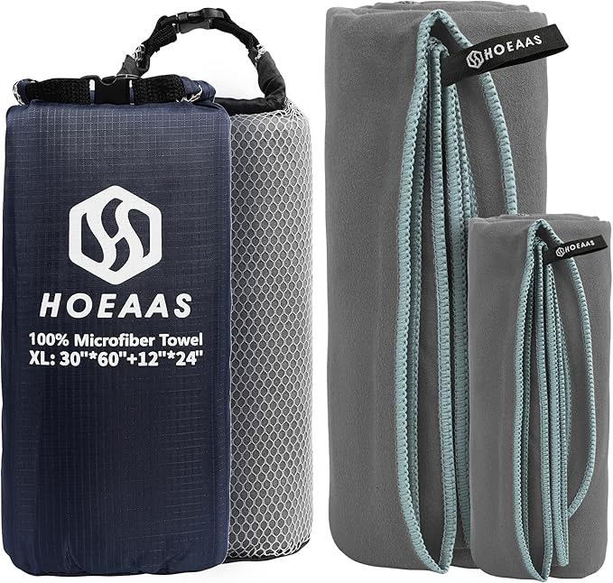 HOEAAS 2 Pack Microfiber Camping Towels
