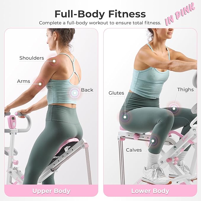 Sunny Health & Fitness Smart Upright Row-N-Ride Trainer w/Adjustable Resistance, Foldable Home Exercise Equipment for Arm, Glute & Leg Training, Free SunnyFit App Bluetooth Connect, Optional in Colors