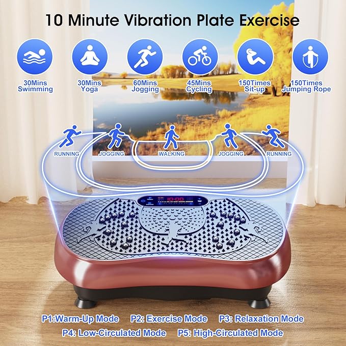 Vibration Plate Exercise Machine, 180 Speed Levels Vibration Plate for Lymphatic Drainage, Whole Body Workout Vibrating Fitness Platform, Effective for Weight Loss, Shaping, Toning & Wellness