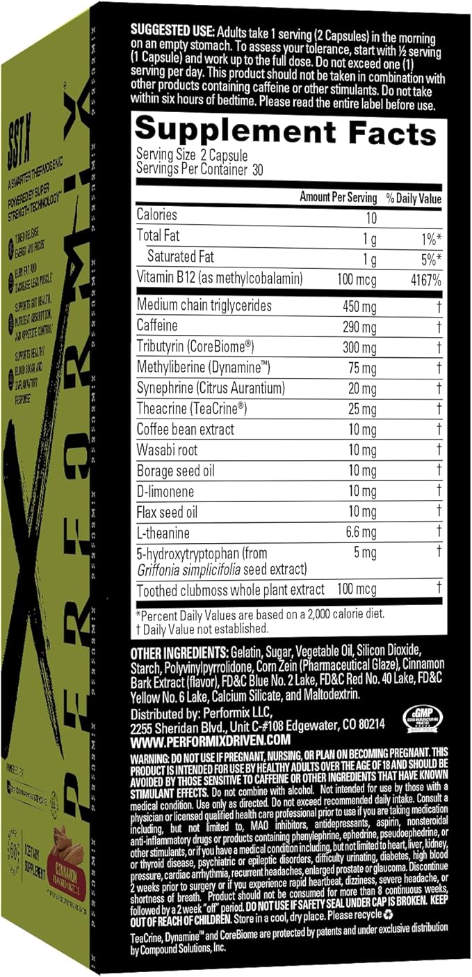 PERFORMIX SST X Timed Release Energy and Focus Powered by Super Strength Technology - Cinnamon - 60 Capsules (30 Servings)