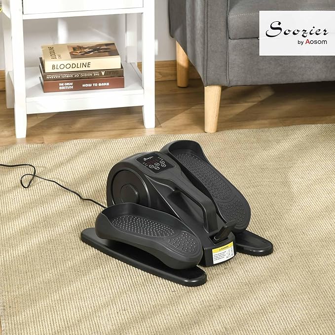 Soozier Under Desk Elliptical Exercise Machine, Powered Ellipse Leg Exerciser, Mini Rehabilitation Bike with Adjustable Speed, Remote & LCD Display for Home & Office