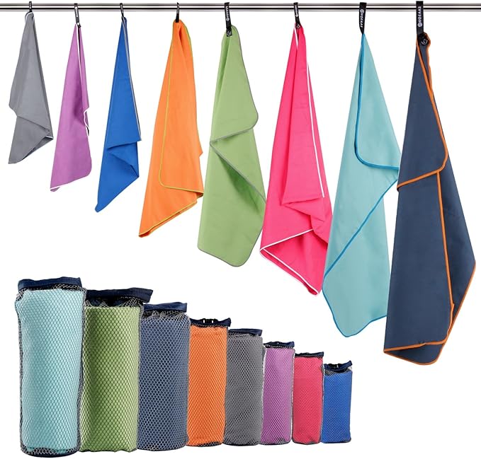 HOEAAS 2 Pack Microfiber Camping Towels