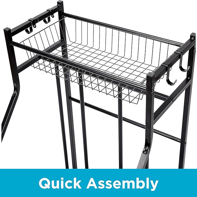 BIRDROCK HOME Bike Rack Garage Storage Floor Stand - Freestanding Organizer for Outdoor Yard - Upright Wall Mount for Scooters, Rakes, Motorcycles, Hoverboards, Gloves - Holds 2 Bicycle - Black