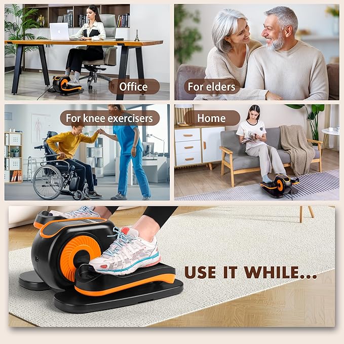 Under Desk Elliptical Machine, Electric Elliptical Seated Pedal Exerciser for Seniors w/Remote & 12 Speeds Level, Manual & Auto Mode, Noiseless Ellipse Leg Exerciser as Seen on Tv