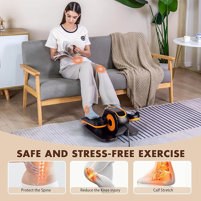 Under Desk Elliptical Machine, Electric Elliptical Seated Pedal Exerciser for Seniors w/Remote & 12 Speeds Level, Manual & Auto Mode, Noiseless Ellipse Leg Exerciser as Seen on Tv