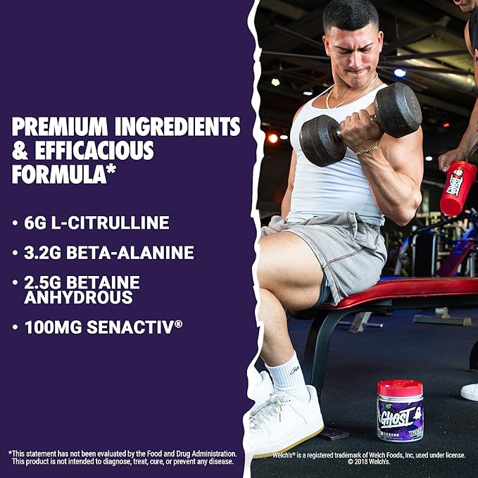 GHOST Legend Pre-Workout Powder, Welch's Grape - 30 Servings – Pre-Workout for Men & Women with Choline, L-Citrulline, & Beta Alanine for Energy & Focus
