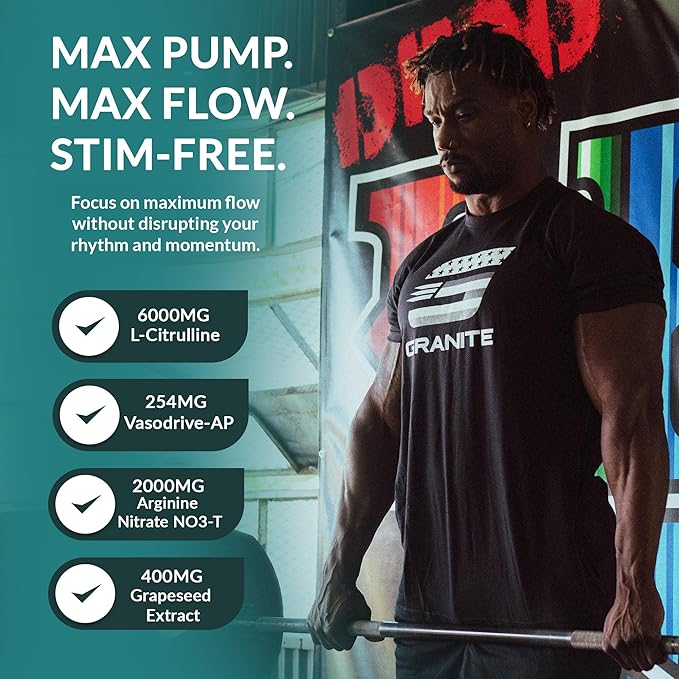 Granite Supplements Vaso Blast, Cherry Lime Flavor, Stimulant-Free Pre Workout for Men & Women with Grapeseed Extract, Arginine Nitrite, & VasoDrive-AP for Max Pump (20 Servings)