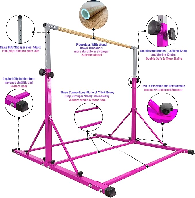 Gymnastic Bar For Kids and Teenage Ages 3-25 5 FT 6 FT 5 FT 6 FT