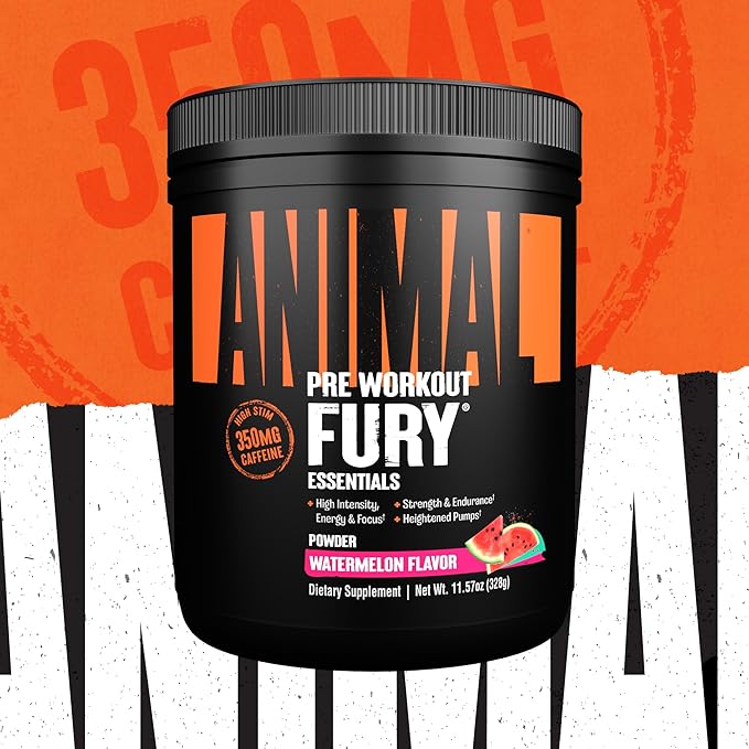 Animal Fury Pre Workout Powder Supplement – Energize Your Workout With More Focus, Energy, Endurance and Pumps, Watermelon, 20 Servings