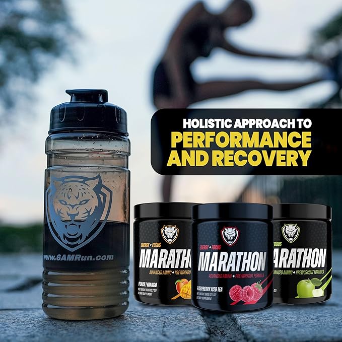 6AM Run Marathon, Pre-Workout Powder for Distance Running, Essential Amino Energy for Cardio & Stamina, All-Natural High-Energy Formula with No Jitters, Raspberry Iced Tea, 40 Servings