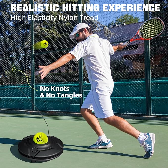 Tennis Practice Rebounder Tennis Trainer Set with String 3 Replacement