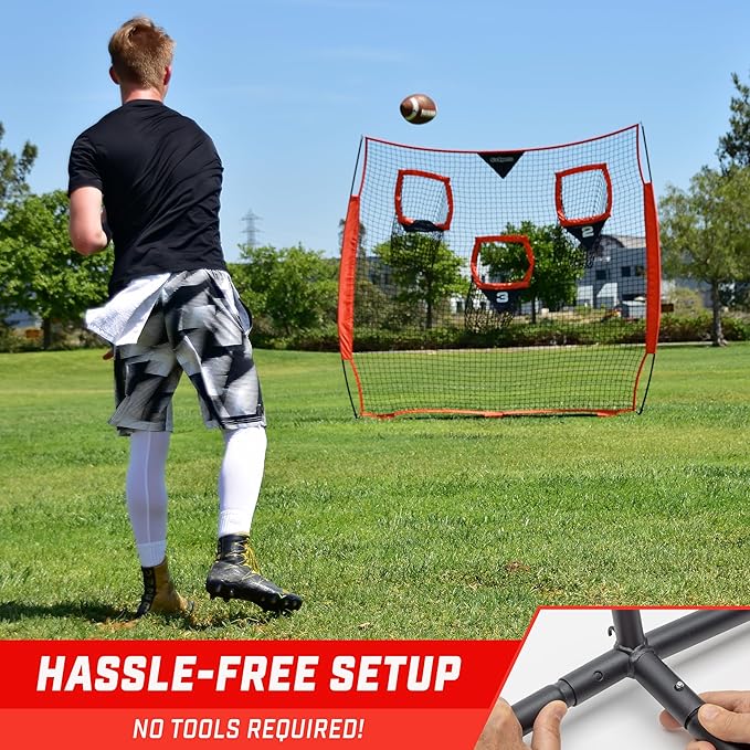 GoSports Football Throwing Net - 8 x 8 6 x 6 ft