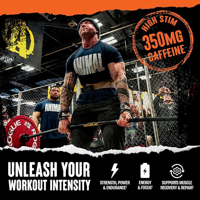 Animal Fury Pre Workout Powder Supplement – Energize Your Workout with More Focus, Energy, Endurance and Pumps, Green Apple - 20 Servings