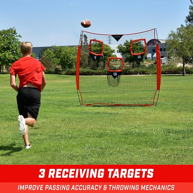 GoSports Football Throwing Net - 8 x 8 6 x 6 ft