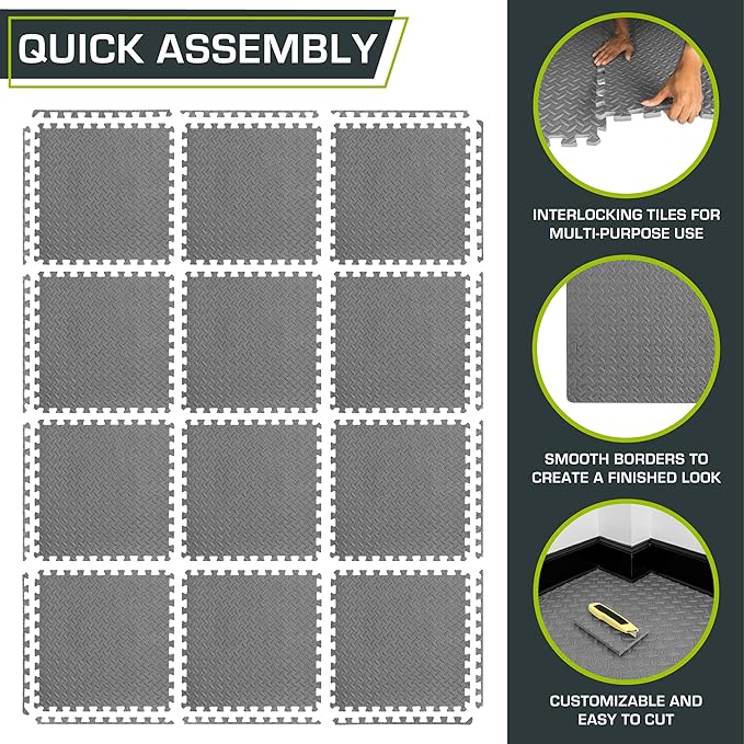 ProsourceFit Puzzle Exercise Mat ½ in 24 in 24 in 144 Sq 36 Tiles