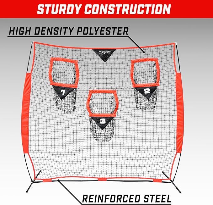 GoSports Football Throwing Net - 8 x 8 6 x 6 ft