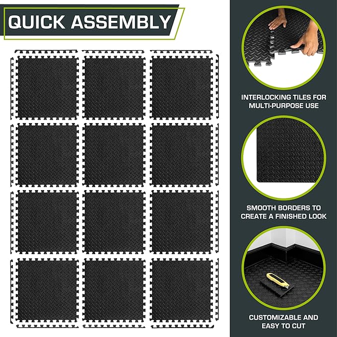 ProsourceFit Puzzle Exercise Mat ½ in 24 in 24 in 144 Sq 36 Tiles