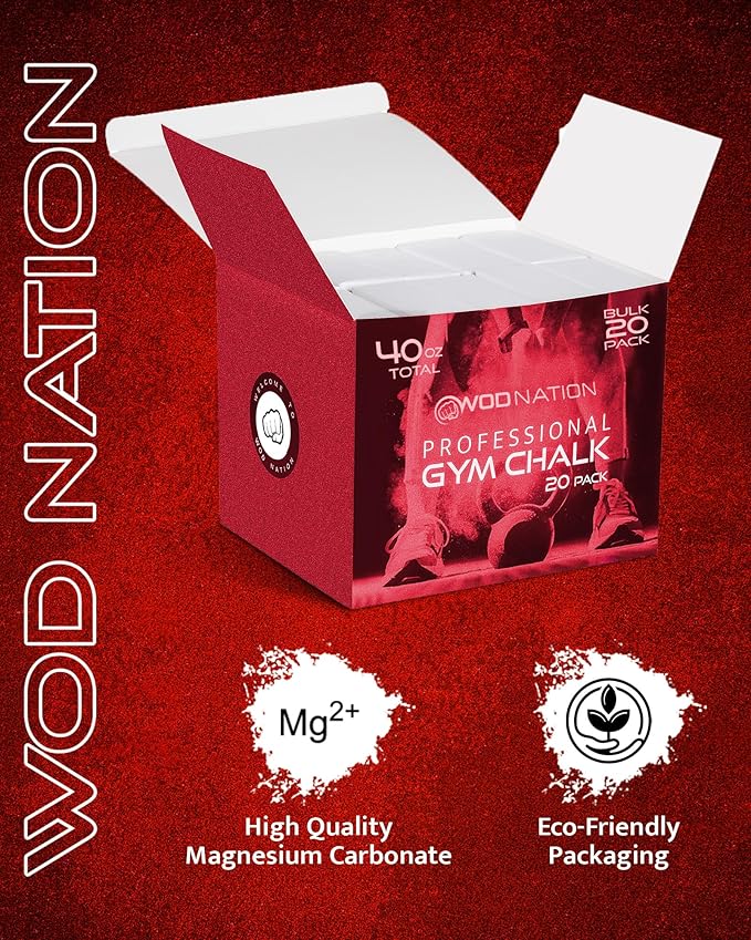 WOD Nation Gym Chalk Blocks - Premium Sport Hand Chalk - Easy Grip, Moisture Absorbing, Athletic Block Gym Chalk for Gymnastics, Rock Climbing, Power Lifting, & More!