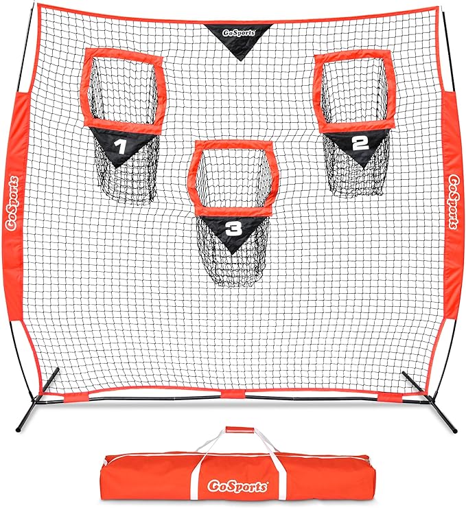 GoSports Football Throwing Net - 8 x 8 6 x 6 ft