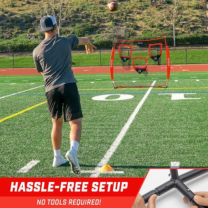 GoSports Football Throwing Net - 8 x 8 6 x 6 ft