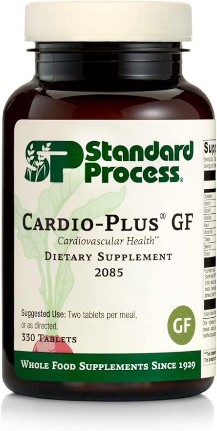 Standard Process Inc. Cardio-Plus GF (Gluten Free) - Supports Heart Health & Blood Flow from Vitamins C, E & B6, Riboflavin, Niacin, Choline, Selenium - 330 Tablets