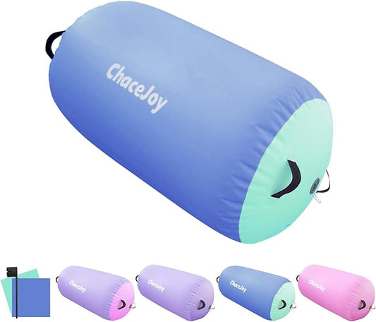Gymnastics Air Barrel Inflatable Tumbling Roller for Cheerleading and Gymnastics Home Training Perfect for Back Handspring Practice Tumbling Drills Air Roller for Kids and Adults Includes Repair Kit