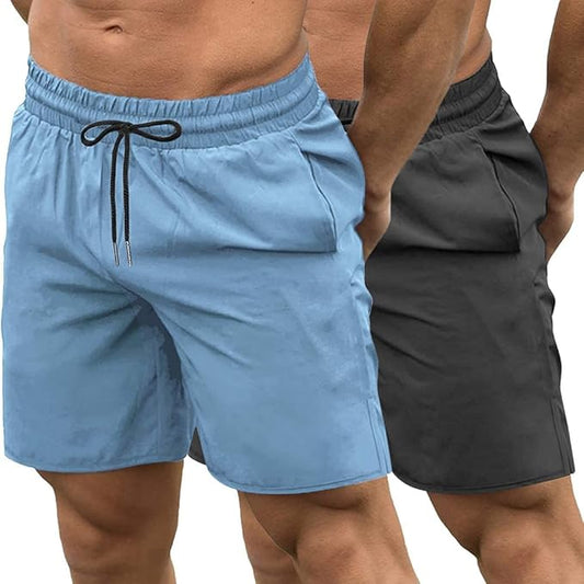 COOFANDY Men's 2 Pack Gym Workout Shorts 7 Inch Quick Dry Athletic Shorts Lightweight Running Shorts with Pockets