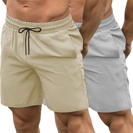 COOFANDY Men's 2 Pack Gym Workout Shorts 7 Inch Quick Dry Athletic Shorts Lightweight Running Shorts with Pockets