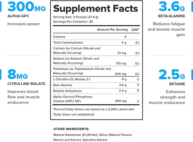LEGION Pulse Pre Workout Supplement - All Natural Nitric Oxide Preworkout Drink to Boost Energy, Creatine Free, Naturally Sweetened, Beta Alanine, Citrulline, Alpha GPC (Caffeine Free Blue Razz)