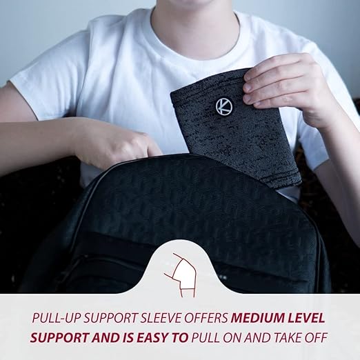 KARM Kids Knee Brace Sleeve - Youth Knee Compression Sleeve for Kids, Child - Support for Pain, Sports, Football, Basketball, Gymnastics, Recovery, Boys & Girls (Reflective Black)