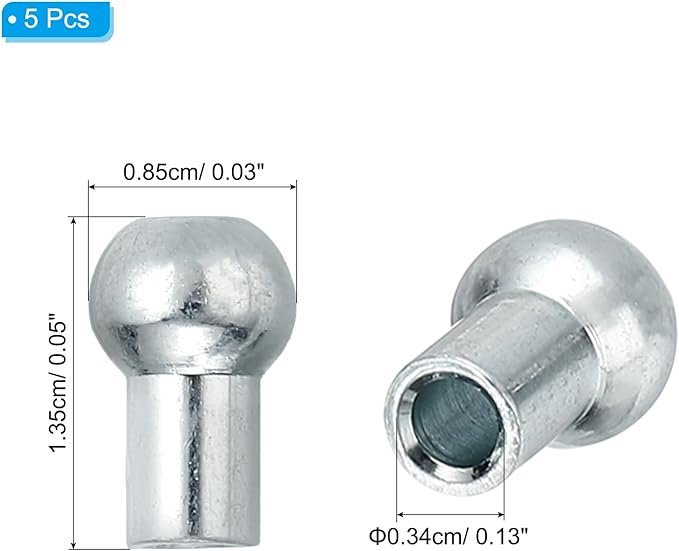 PATIKIL Cable Ball Stopper, 5pcs Gym Machine Accessories for 5mm Cable Fitness Equipment Wire Rope Port Joint Replacement Parts for Home Gym Machine, Silver