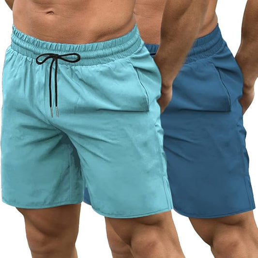COOFANDY Men's 2 Pack Gym Workout Shorts 7 Inch Quick Dry Athletic Shorts Lightweight Running Shorts with Pockets