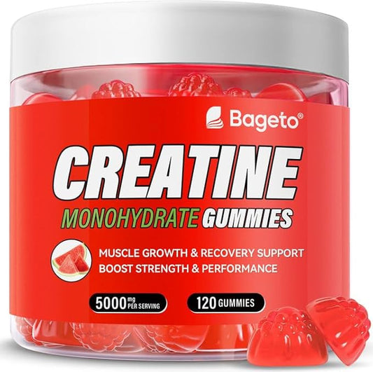 Creatine Monohydrate Gummies 5g for Men Women,Sugar Free Chewables Creatine Pre-Workout for Muscle Strength, Watermelon Flavor, 120 Count
