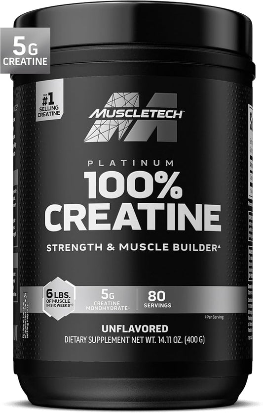 Muscletech Creatine Monohydrate Powder, Platinum Pure - Unflavored Micronized Creatine Powder for Men & Women - Workout Supplements for Performance, Muscle Recovery & Builder - (80 Servings)