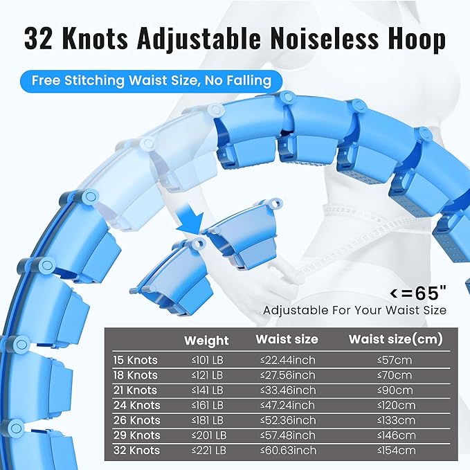 65inch 32 Knots Plus Size Quiet Weighted Hula 2 in 1 Waist