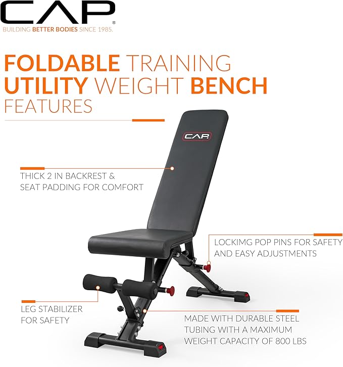 CAP Barbell Multi-Purpose Adjustable Utility Strength Training Weight Bench