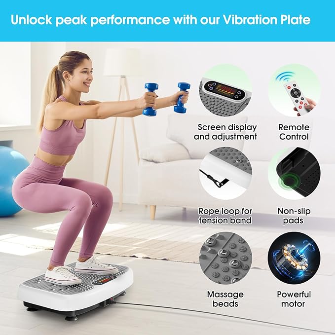 Vibration Plate Exercise Machine for Lymphatic Drainage,Softgym Power Vibrate Stand Shake Board 400 Lbs Capacity Whole Body Workout Waver with Fitness Resistance Bands Weight Loss Gifts for Women Men