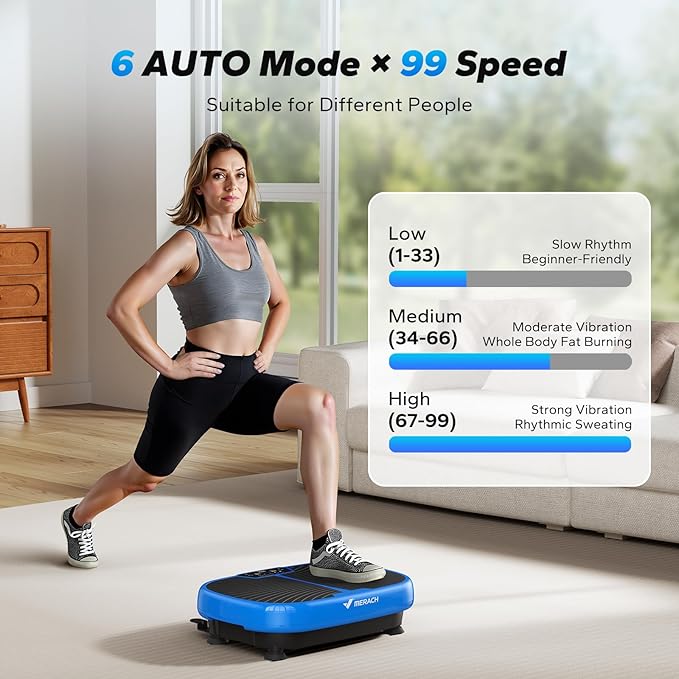 MERACH Vibration Plate Exercise Machine, Vibrating Plate Exercise Machine for Women Men, 99 Speeds Vibration Plate with 2 Tension Ropes LED Display, Workout Equipment for Home